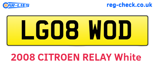 LG08WOD are the vehicle registration plates.