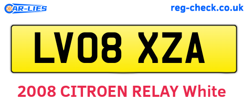 LV08XZA are the vehicle registration plates.