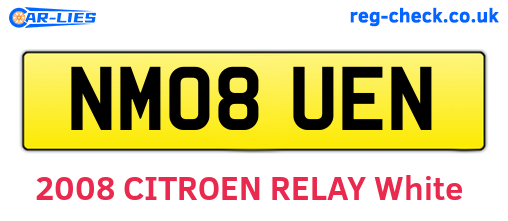NM08UEN are the vehicle registration plates.
