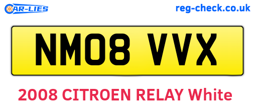 NM08VVX are the vehicle registration plates.