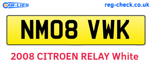 NM08VWK are the vehicle registration plates.