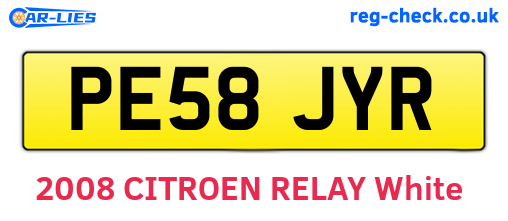 PE58JYR are the vehicle registration plates.