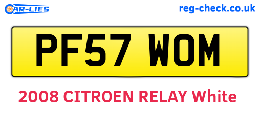 PF57WOM are the vehicle registration plates.
