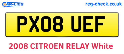 PX08UEF are the vehicle registration plates.