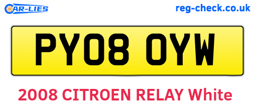 PY08OYW are the vehicle registration plates.