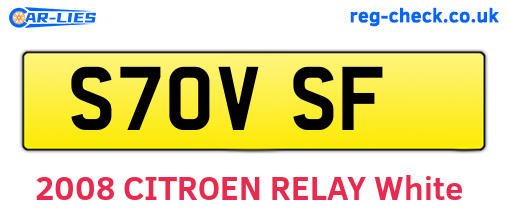 S70VSF are the vehicle registration plates.