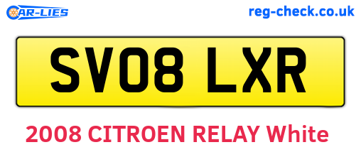SV08LXR are the vehicle registration plates.