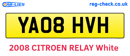 YA08HVH are the vehicle registration plates.