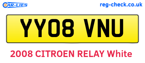YY08VNU are the vehicle registration plates.