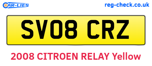 SV08CRZ are the vehicle registration plates.