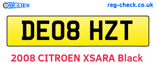 DE08HZT are the vehicle registration plates.
