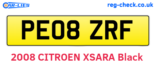 PE08ZRF are the vehicle registration plates.