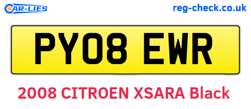 PY08EWR are the vehicle registration plates.