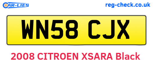 WN58CJX are the vehicle registration plates.