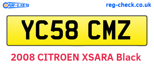 YC58CMZ are the vehicle registration plates.