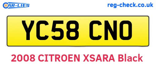 YC58CNO are the vehicle registration plates.