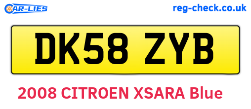 DK58ZYB are the vehicle registration plates.