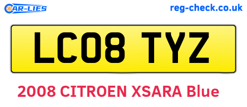 LC08TYZ are the vehicle registration plates.
