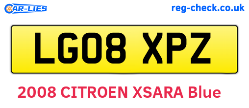 LG08XPZ are the vehicle registration plates.