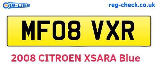 MF08VXR are the vehicle registration plates.