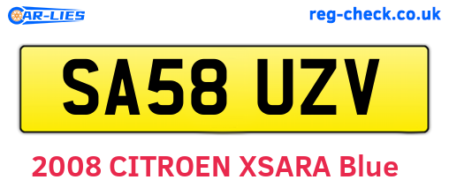 SA58UZV are the vehicle registration plates.