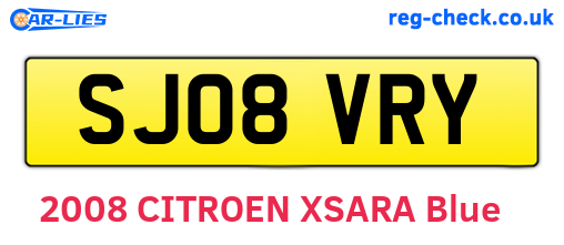 SJ08VRY are the vehicle registration plates.
