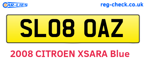 SL08OAZ are the vehicle registration plates.