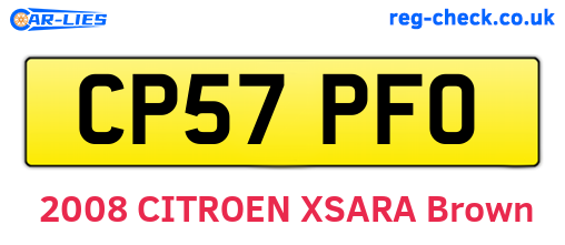 CP57PFO are the vehicle registration plates.
