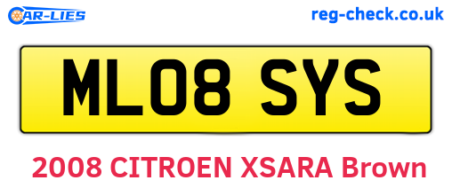ML08SYS are the vehicle registration plates.