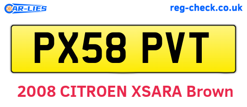 PX58PVT are the vehicle registration plates.