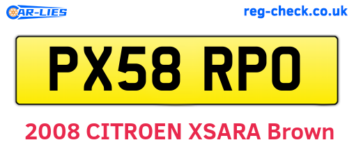 PX58RPO are the vehicle registration plates.
