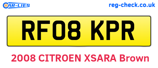 RF08KPR are the vehicle registration plates.