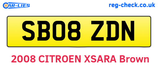 SB08ZDN are the vehicle registration plates.