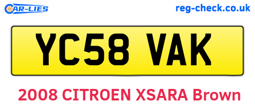 YC58VAK are the vehicle registration plates.