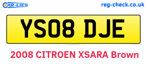 YS08DJE are the vehicle registration plates.