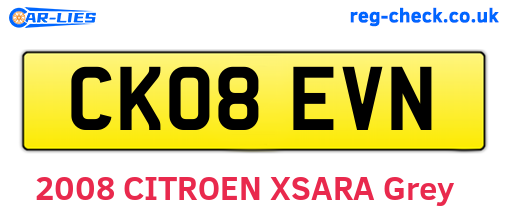 CK08EVN are the vehicle registration plates.
