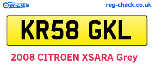 KR58GKL are the vehicle registration plates.