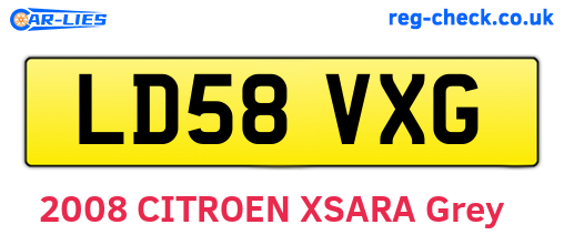 LD58VXG are the vehicle registration plates.