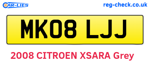 MK08LJJ are the vehicle registration plates.