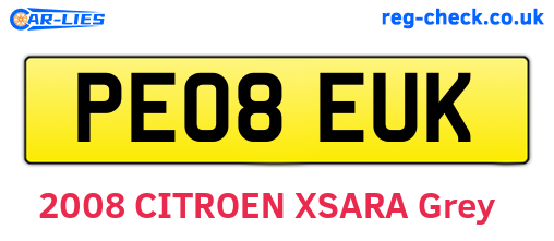 PE08EUK are the vehicle registration plates.
