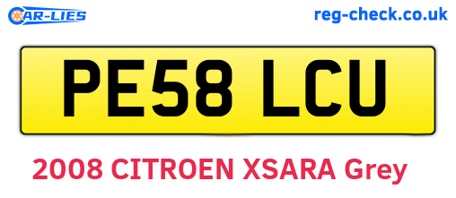 PE58LCU are the vehicle registration plates.