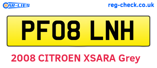 PF08LNH are the vehicle registration plates.