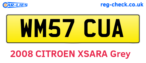 WM57CUA are the vehicle registration plates.