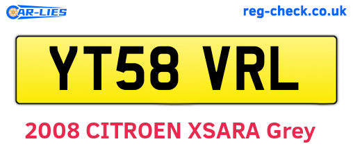 YT58VRL are the vehicle registration plates.