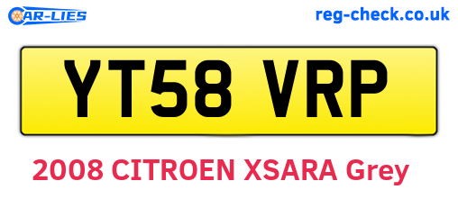 YT58VRP are the vehicle registration plates.