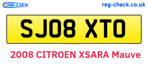 SJ08XTO are the vehicle registration plates.