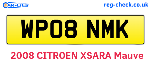 WP08NMK are the vehicle registration plates.