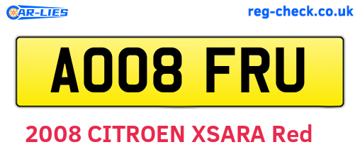 AO08FRU are the vehicle registration plates.