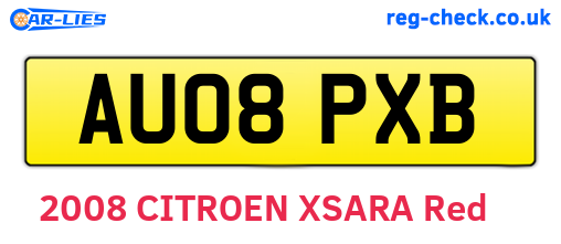 AU08PXB are the vehicle registration plates.