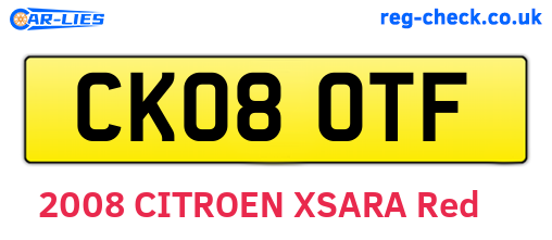 CK08OTF are the vehicle registration plates.